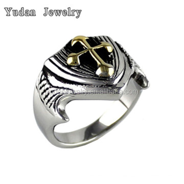 Yudan Custom Stainless Steel Cross Ring Jewelry Wholesale